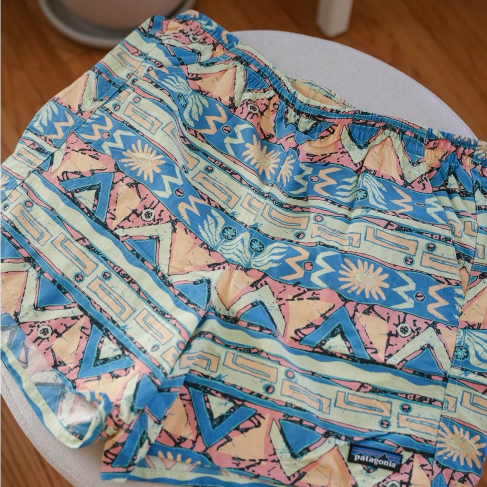 Patagonia Women’s Pastel Aztec Running Shorts - Pink & Blue